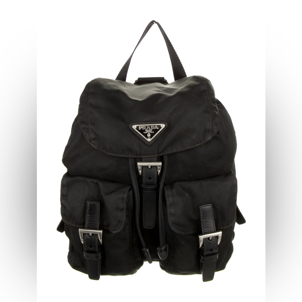 Prada Black Vintage Tessuto Drawstring Backpack
